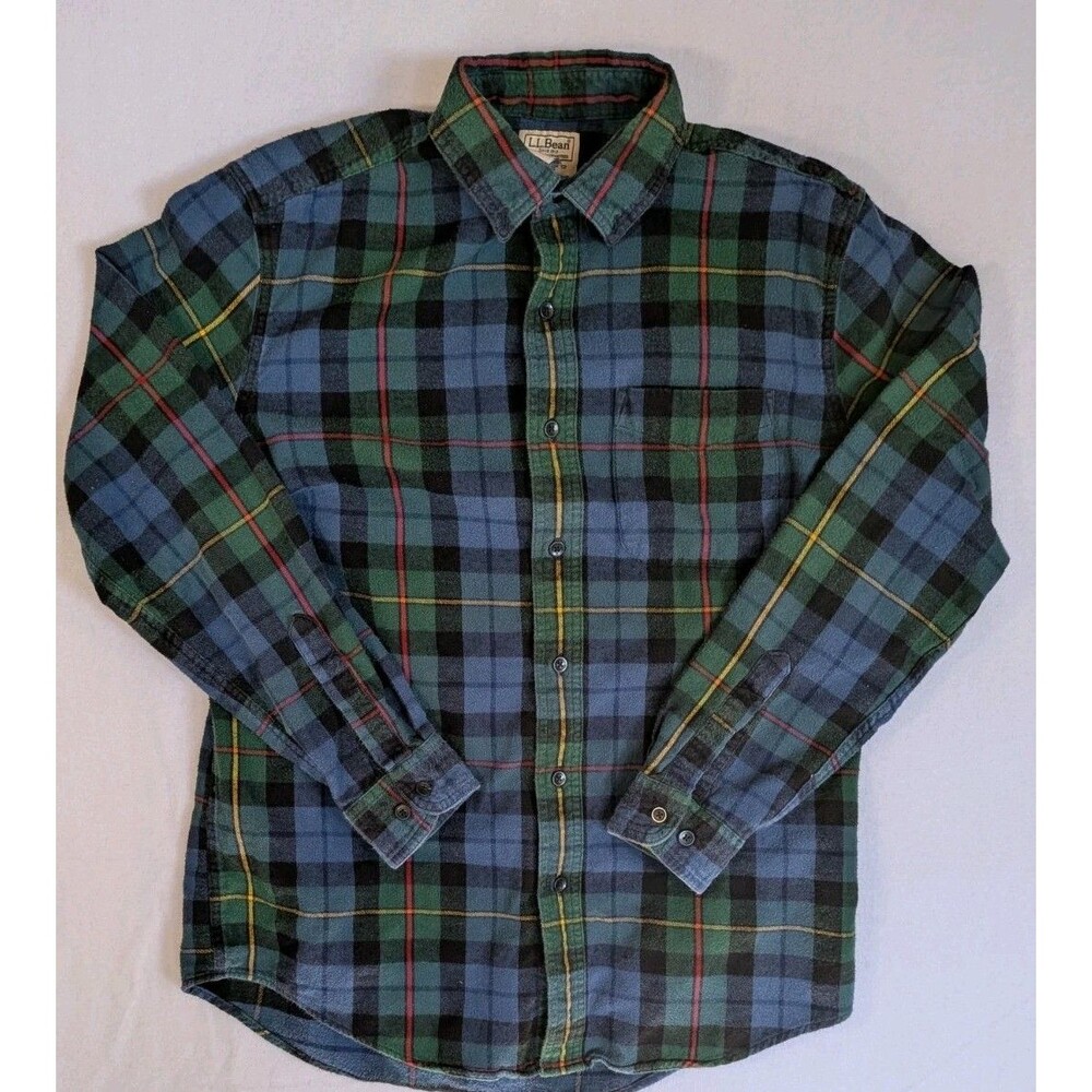 LL Bean Shirt Men Medium Flannel Scotch Plaid Slightly Fitted Tartan 298167 Hike